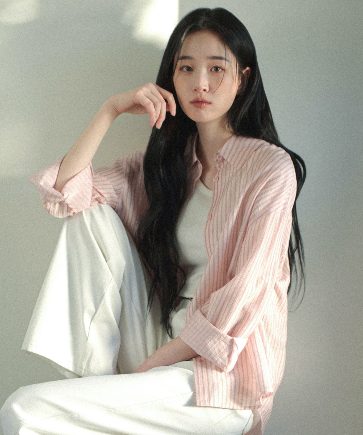 마인드브릿지 우먼(MIND BRIDGE WOMEN) [W]시어 스트라이프 오버핏 셔츠 - 3color