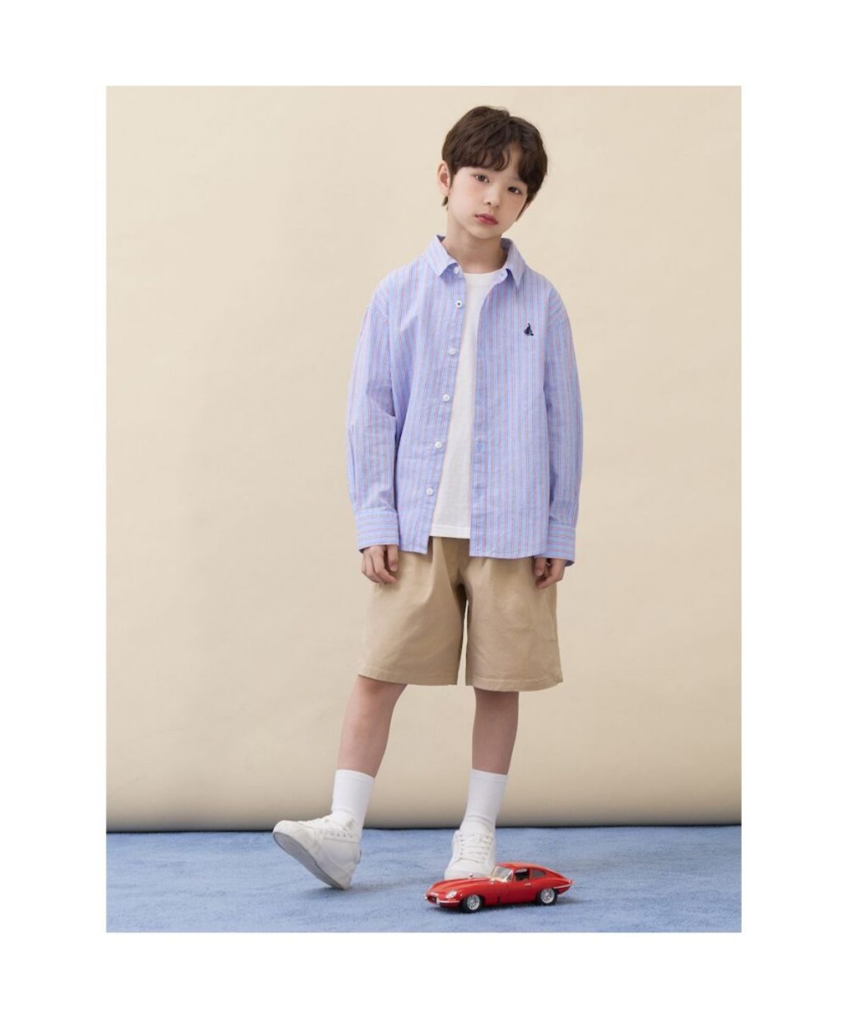 빈폴 키즈(BEANPOLE KIDS) [Essential] 클래식 리넨 멀티 스트라이프 셔츠  스카이 블루 (BI6364UE1Q) (BI6364UE1Q)