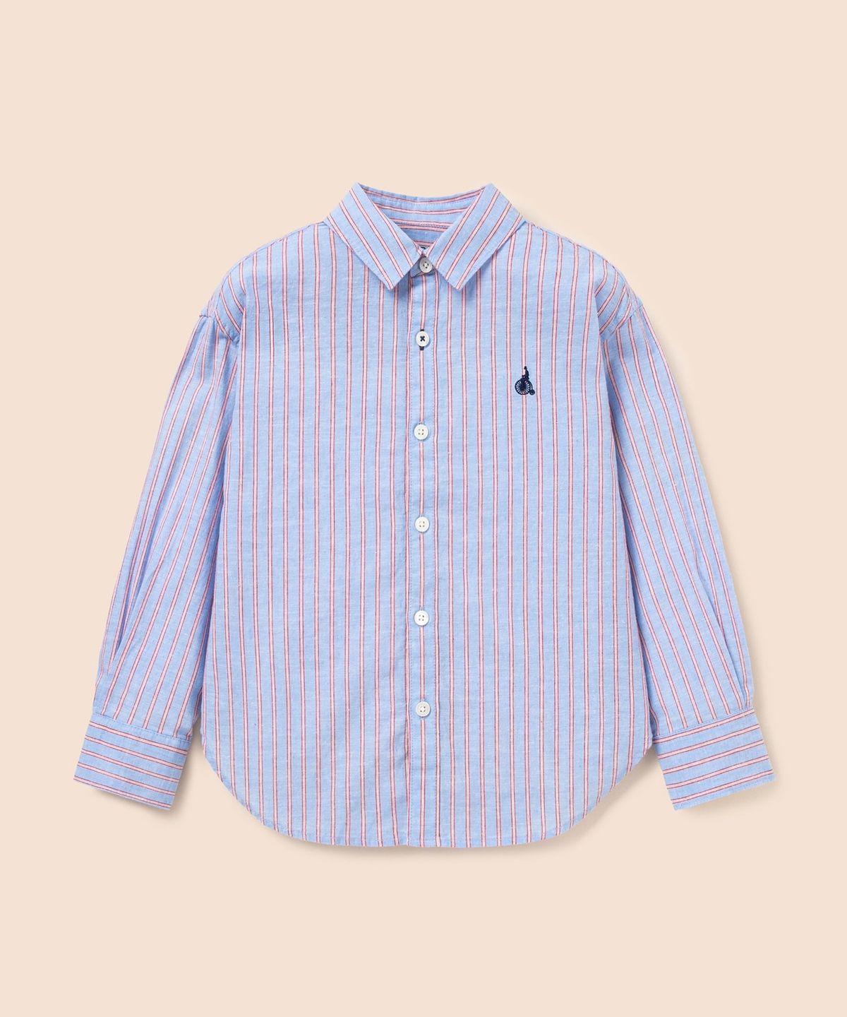 빈폴 키즈(BEANPOLE KIDS) [Essential] 클래식 리넨 멀티 스트라이프 셔츠  스카이 블루 (BI6364UE1Q) (BI6364UE1Q)