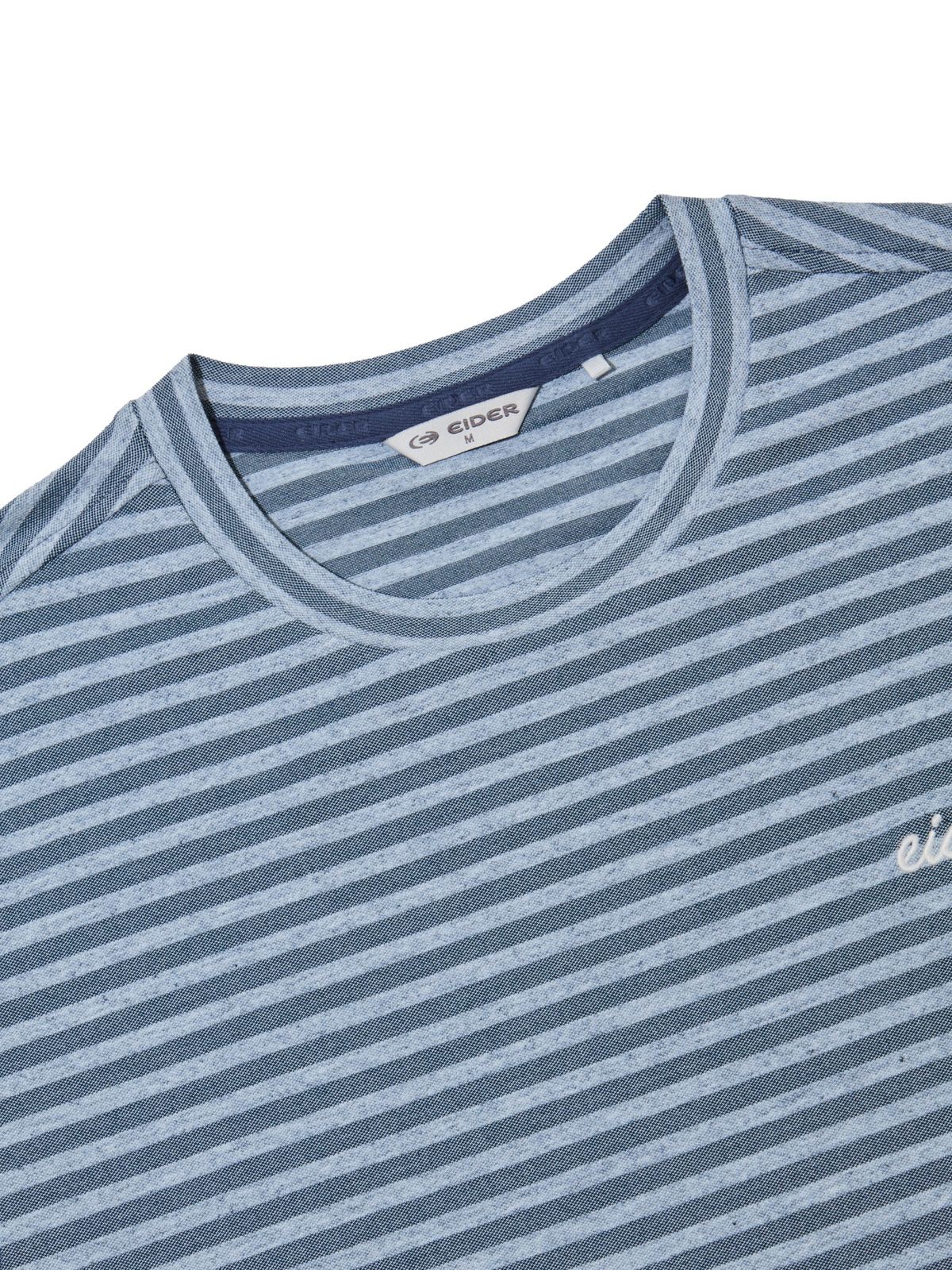 아이더(EIDER) TECH LINEN (테크 린넨) 남성 스트라이프 반팔 라운드 티셔츠_Navy