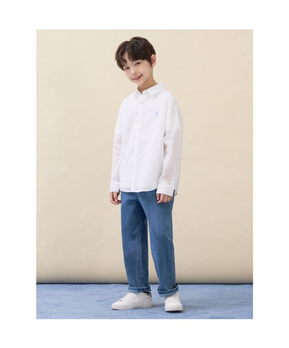 빈폴 키즈(BEANPOLE KIDS) 스트라이프 오버핏 시어 셔츠  화이트 (BI6364U011)