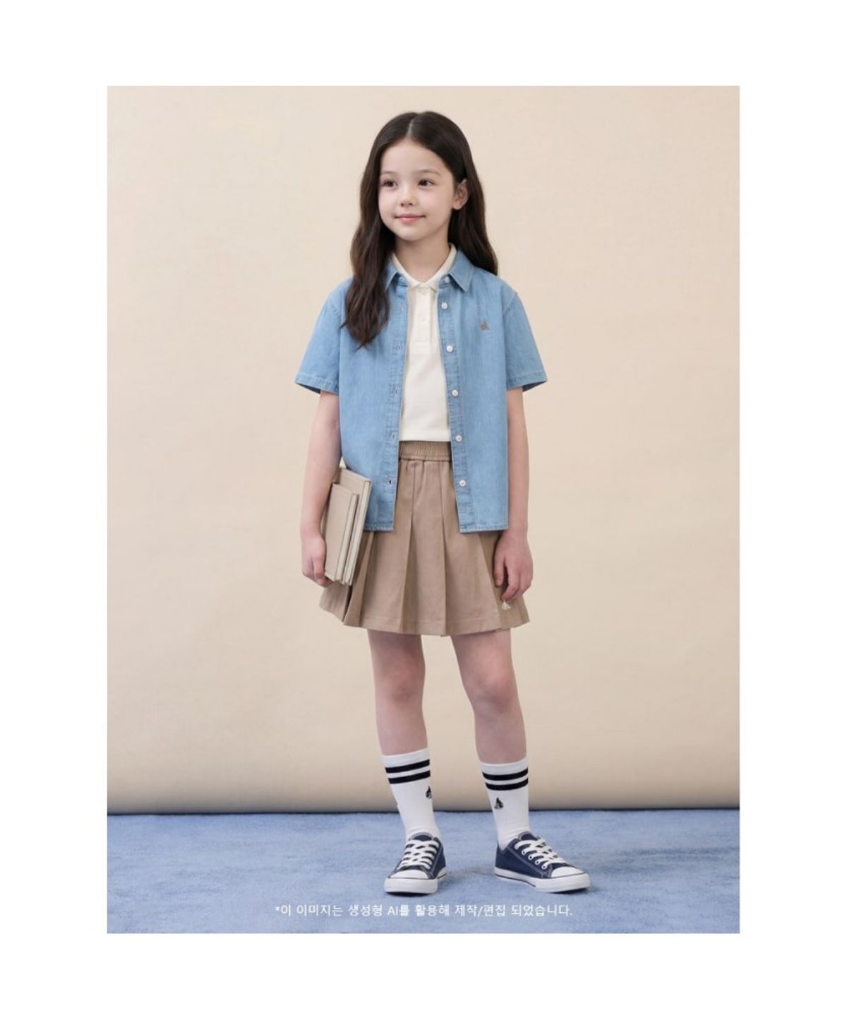 빈폴 키즈(BEANPOLE KIDS) [Essential] 데님 반소매 셔츠  스카이 블루 (BI6365UE2Q)