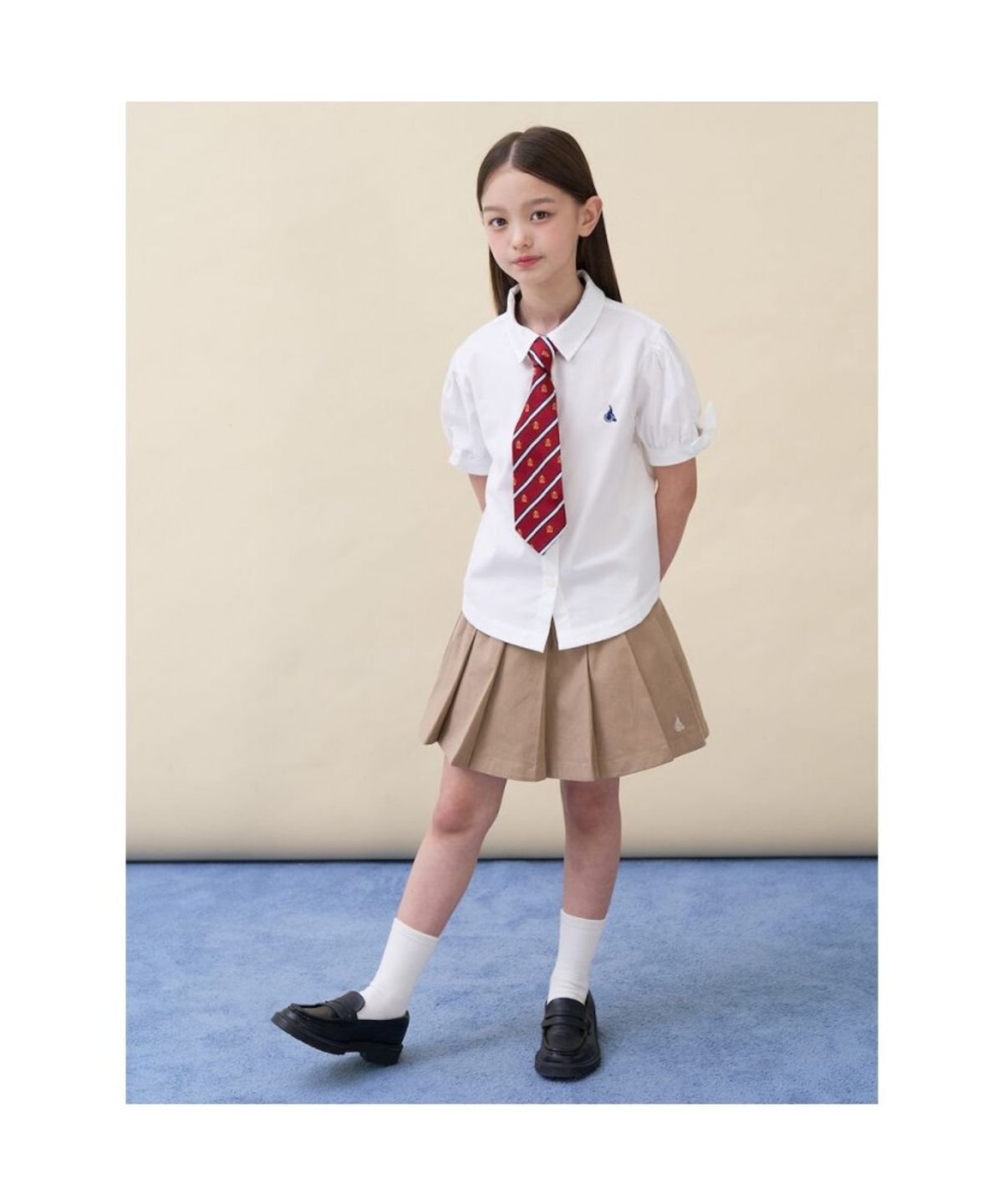빈폴 키즈(BEANPOLE KIDS) [Essential] 여아 옥스포드 반소매 셔츠  화이트 (BI6365GE11)