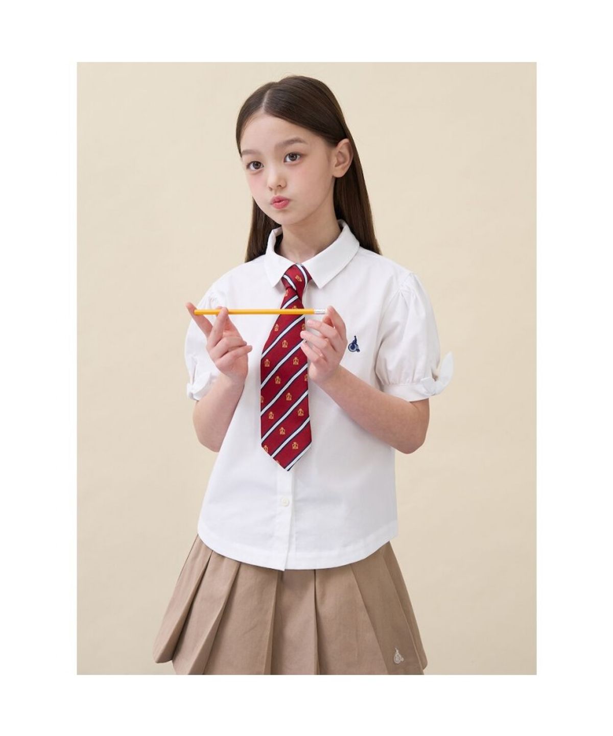 빈폴 키즈(BEANPOLE KIDS) [Essential] 여아 옥스포드 반소매 셔츠  화이트 (BI6365GE11)