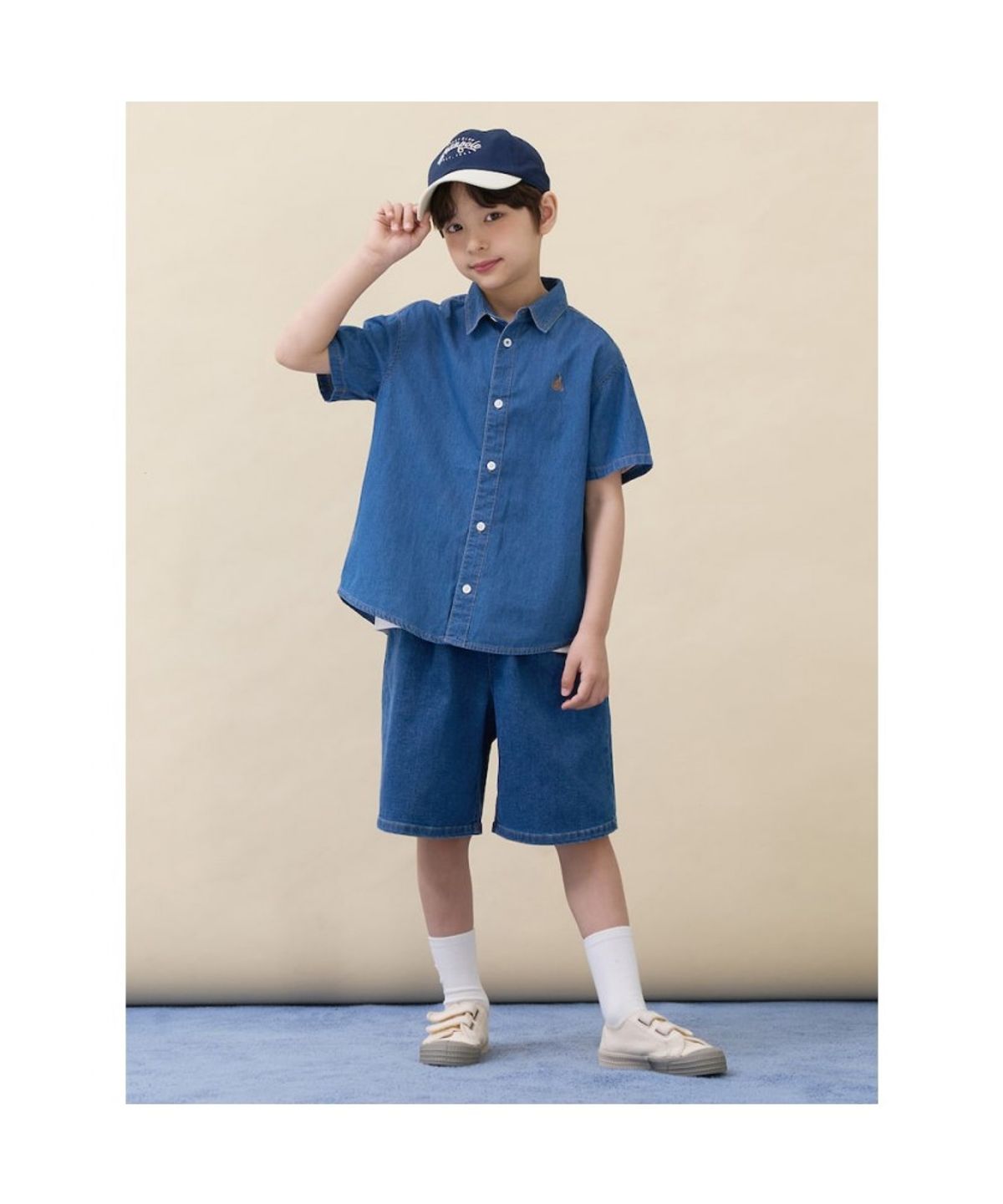 빈폴 키즈(BEANPOLE KIDS) [Essential] 데님 반소매 셔츠  블루 (BI6365UE2P)