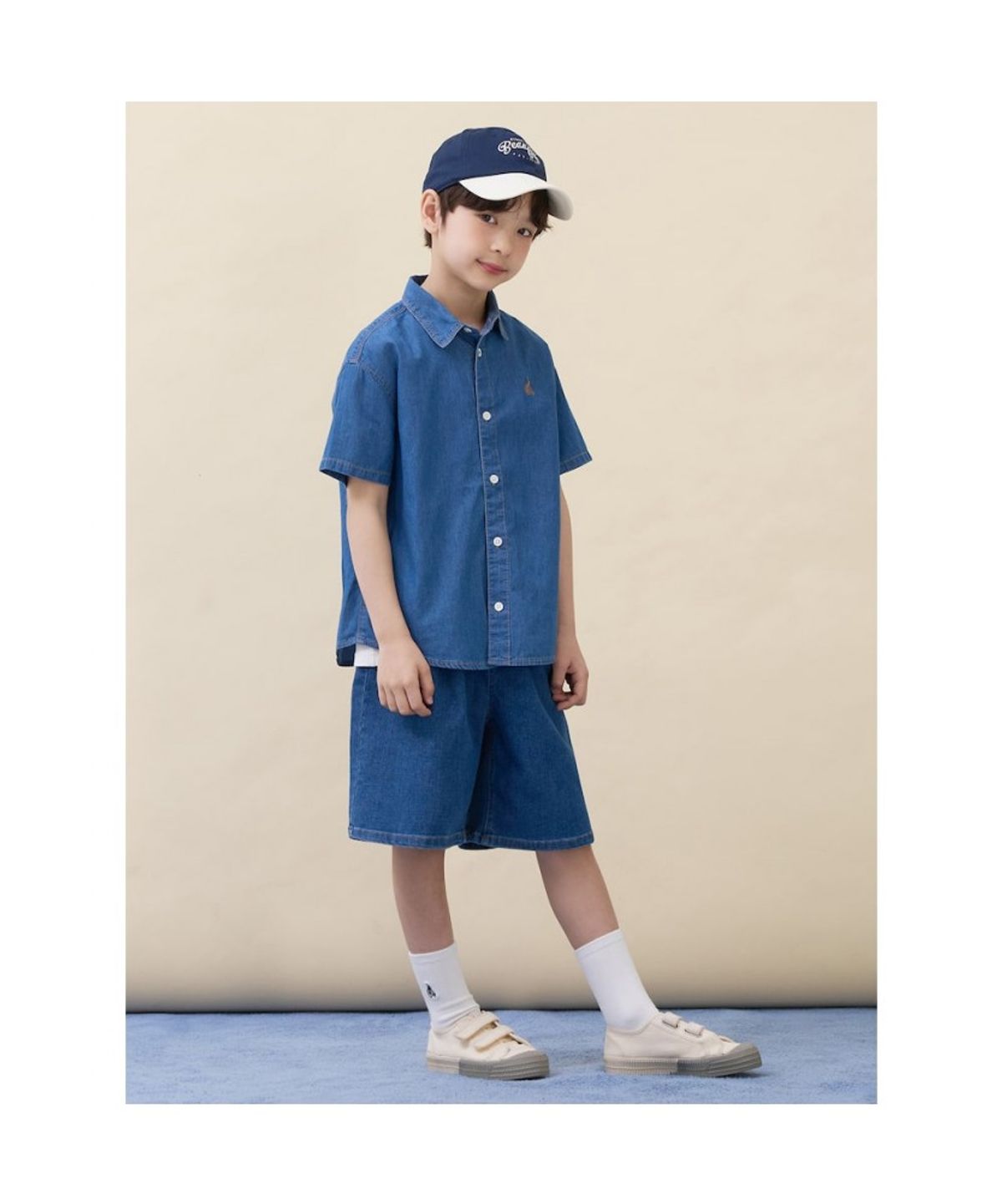 빈폴 키즈(BEANPOLE KIDS) [Essential] 데님 반소매 셔츠  블루 (BI6365UE2P)