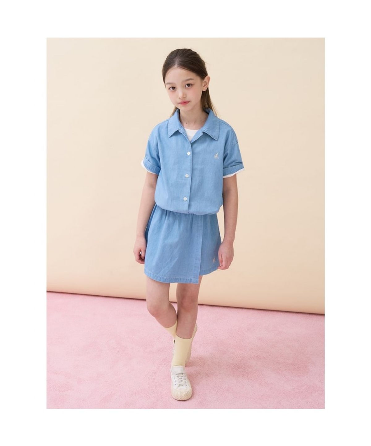 빈폴 키즈(BEANPOLE KIDS) 데님 반소매 투피스  스카이 블루 (BI6371G07Q)