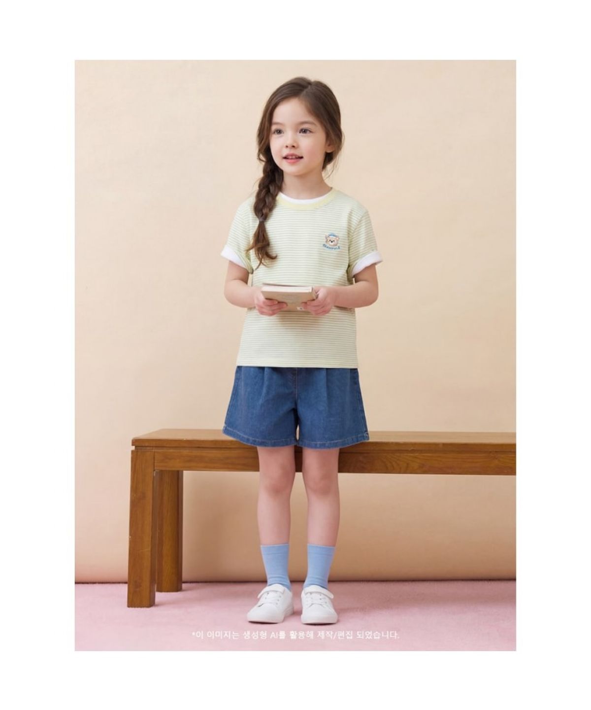 빈폴 키즈(BEANPOLE KIDS) [Essential] 달이 포인트 멀티 스트라이프 티셔츠  옐로우 (BI6342GE1E)