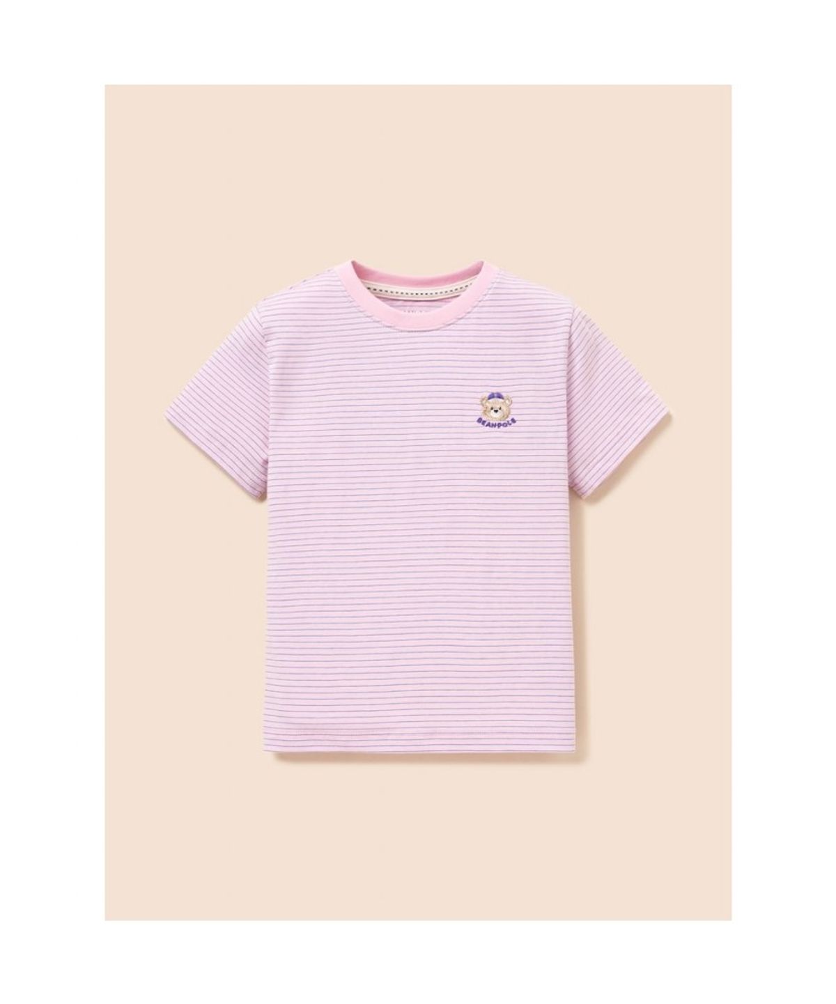 빈폴 키즈(BEANPOLE KIDS) [Essential] 달이 포인트 멀티 스트라이프 티셔츠  라이트 핑크 (BI6342GE1Y)