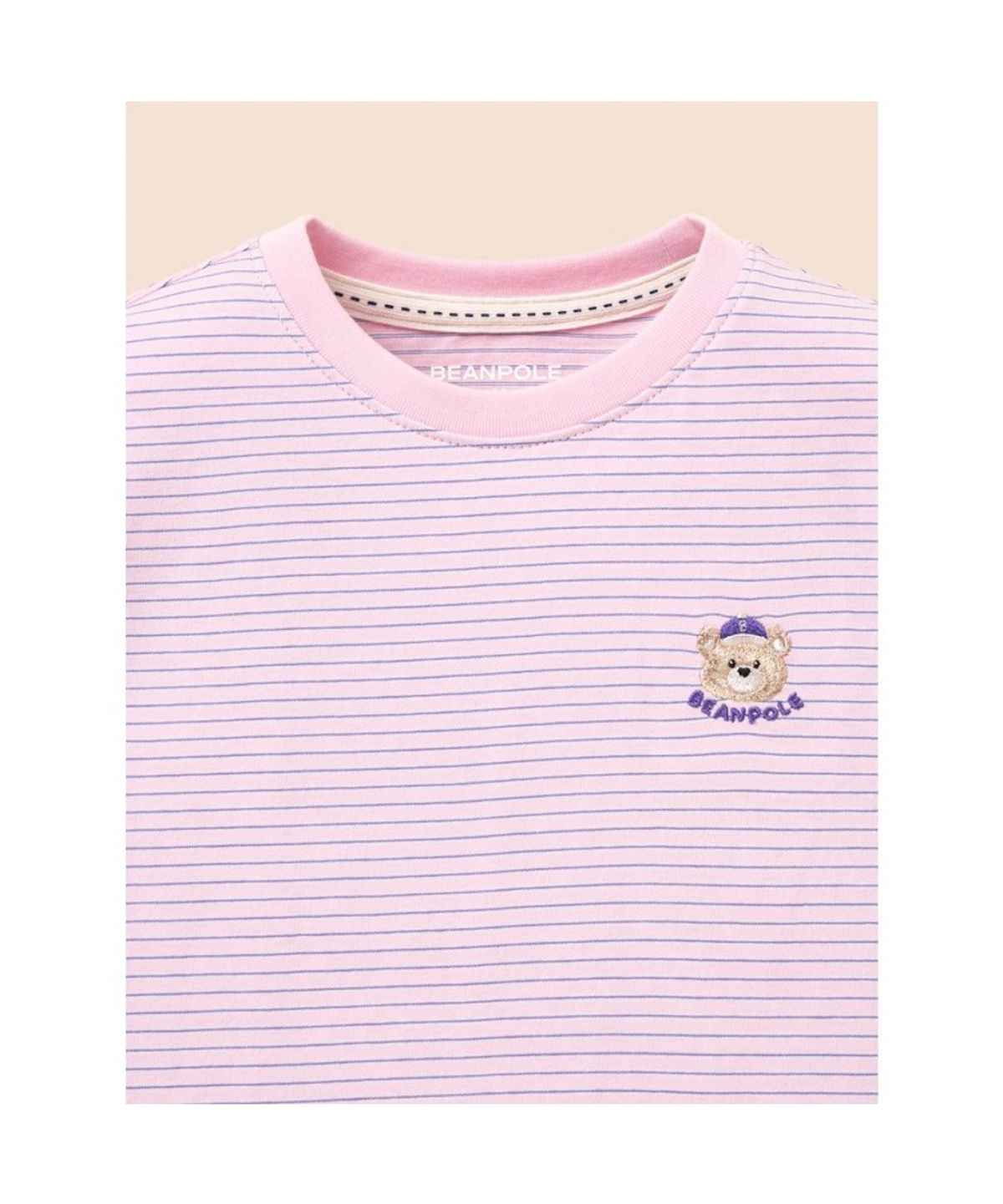 빈폴 키즈(BEANPOLE KIDS) [Essential] 달이 포인트 멀티 스트라이프 티셔츠  라이트 핑크 (BI6342GE1Y)