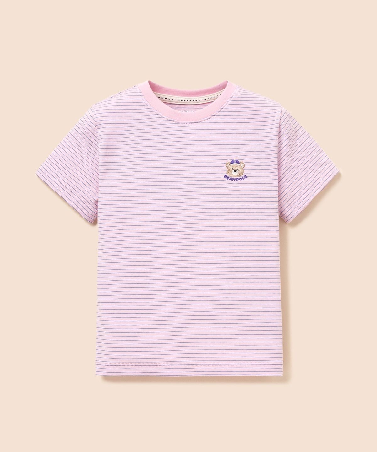 빈폴 키즈(BEANPOLE KIDS) [Essential] 달이 포인트 멀티 스트라이프 티셔츠  라이트 핑크 (BI6342GE1Y)