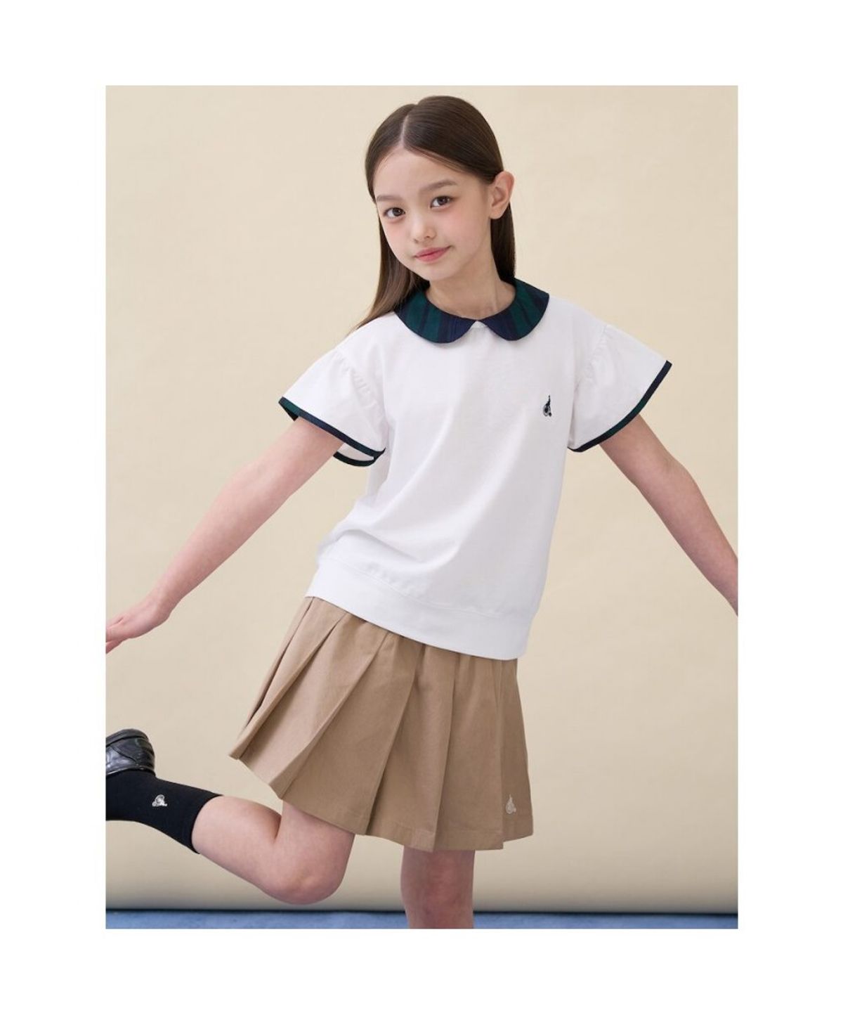빈폴 키즈(BEANPOLE KIDS) 여아 체크 포인트 피케 티셔츠  화이트 (BI6342G031)