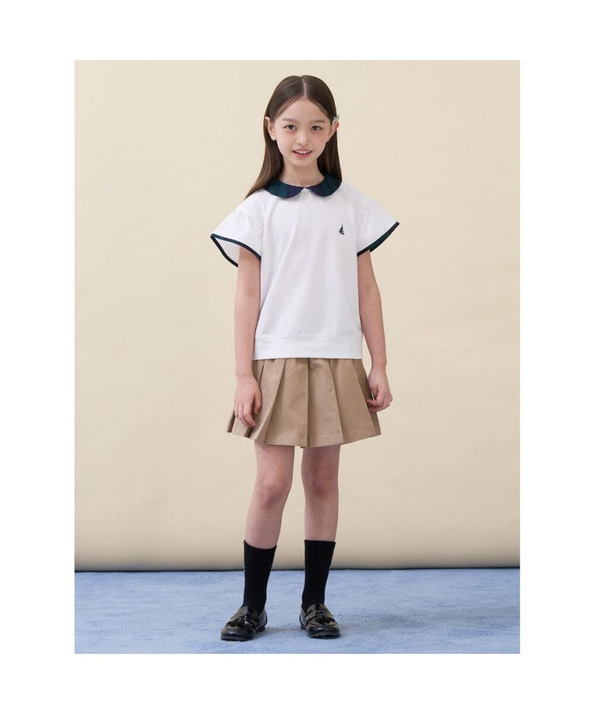 빈폴 키즈(BEANPOLE KIDS) 여아 체크 포인트 피케 티셔츠  화이트 (BI6342G031)
