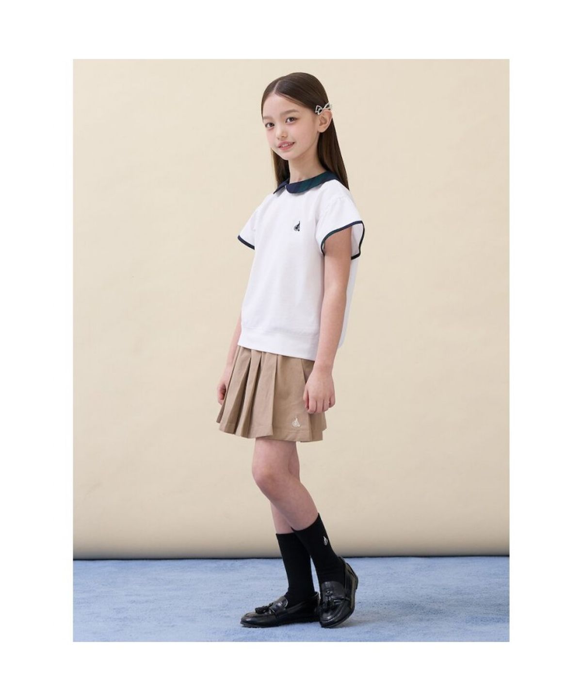 빈폴 키즈(BEANPOLE KIDS) 여아 체크 포인트 피케 티셔츠  화이트 (BI6342G031)