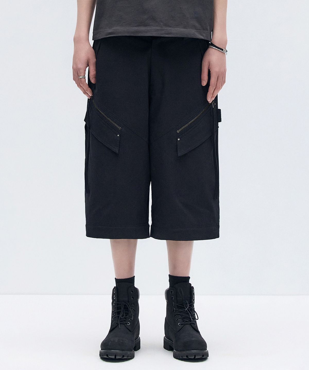 메종미네드(MAISON MINED) DETACHABLE COTTON PANTS BLACK