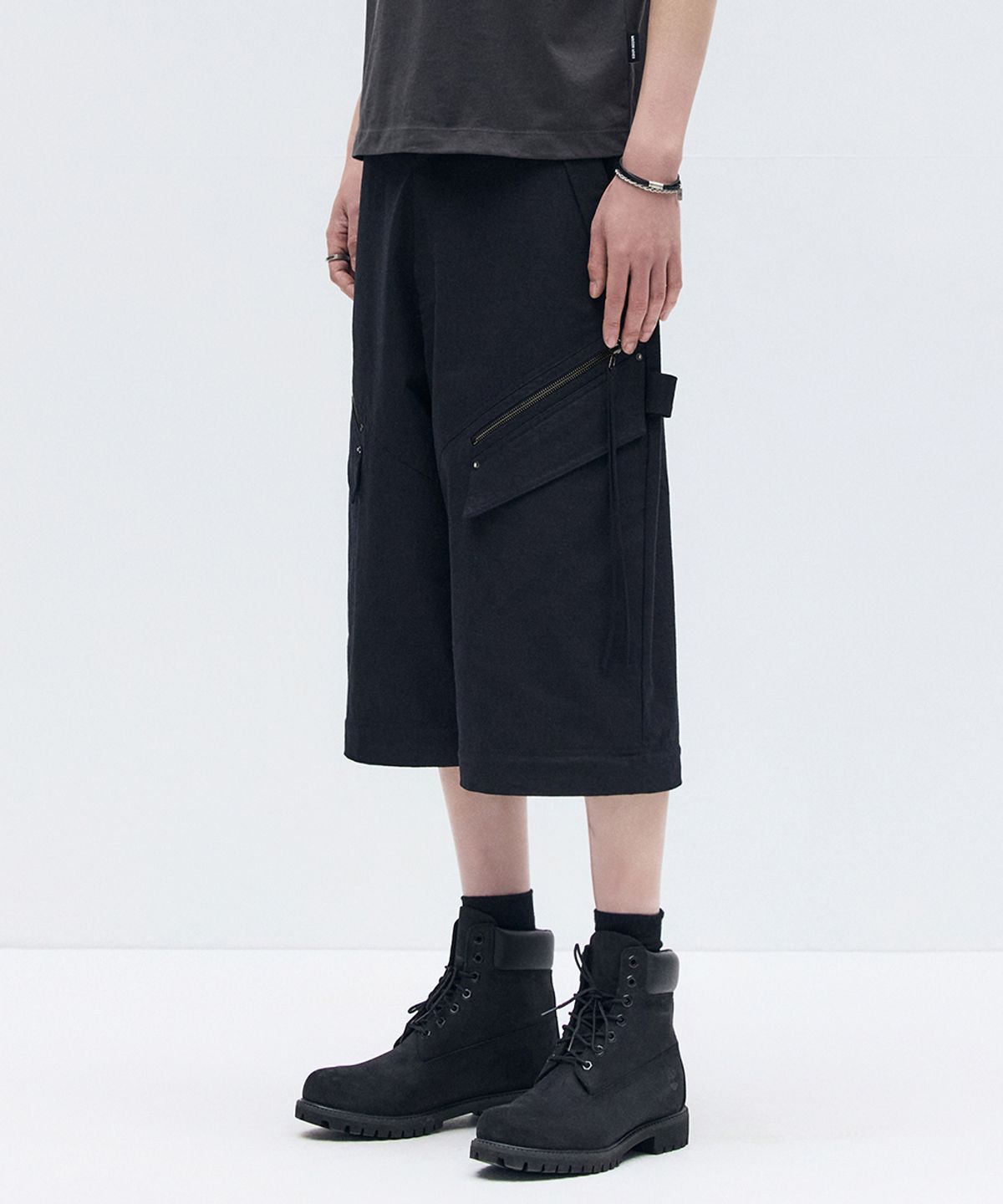 메종미네드(MAISON MINED) DETACHABLE COTTON PANTS BLACK