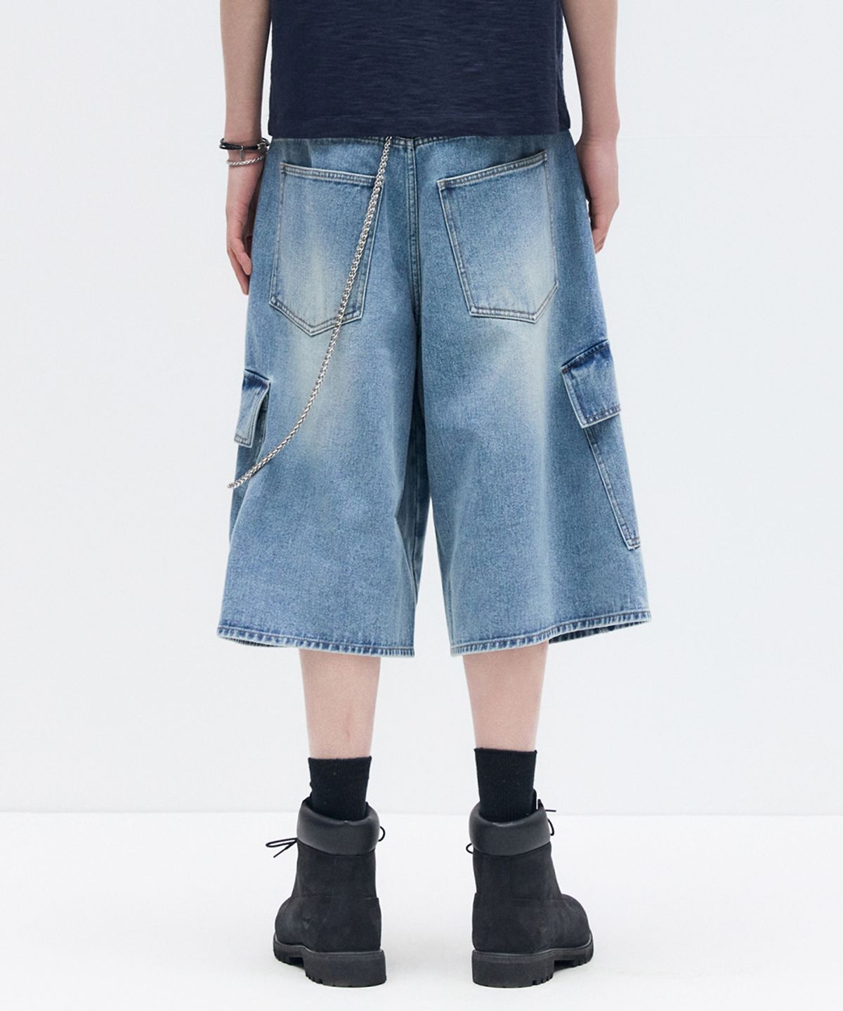 메종미네드(MAISON MINED) VESTIGE CARGO BERMUDA PANTS MID BLUE