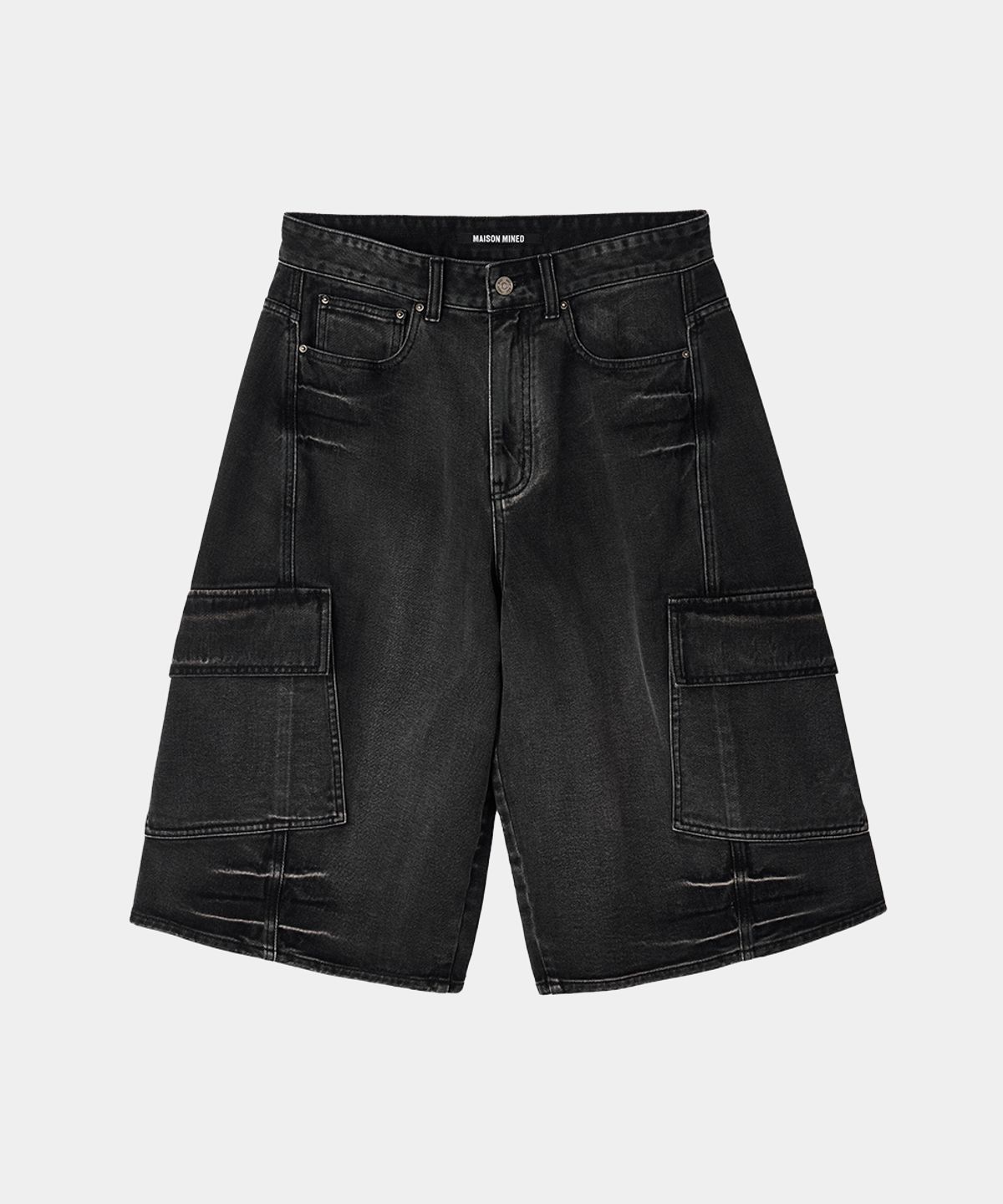 메종미네드(MAISON MINED) VESTIGE CARGO BERMUDA PANTS BLACK