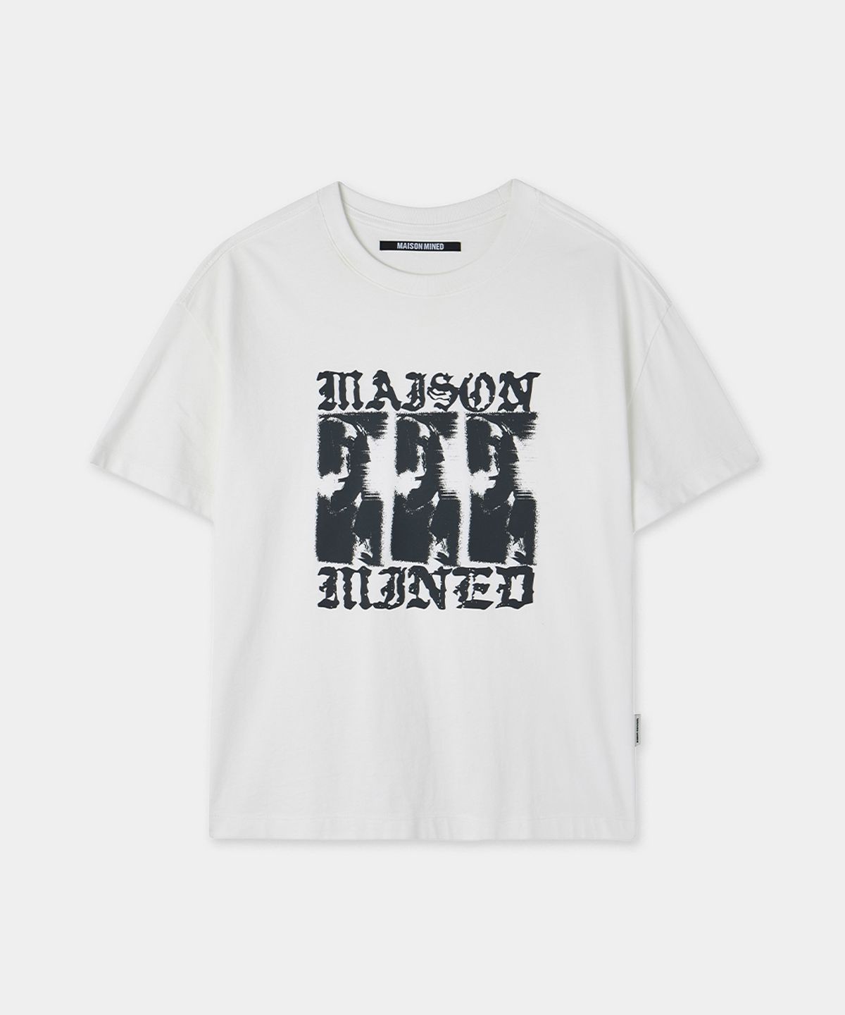 메종미네드(MAISON MINED) FADE DRIFT GRAPHIC CROP HALF T WHITE