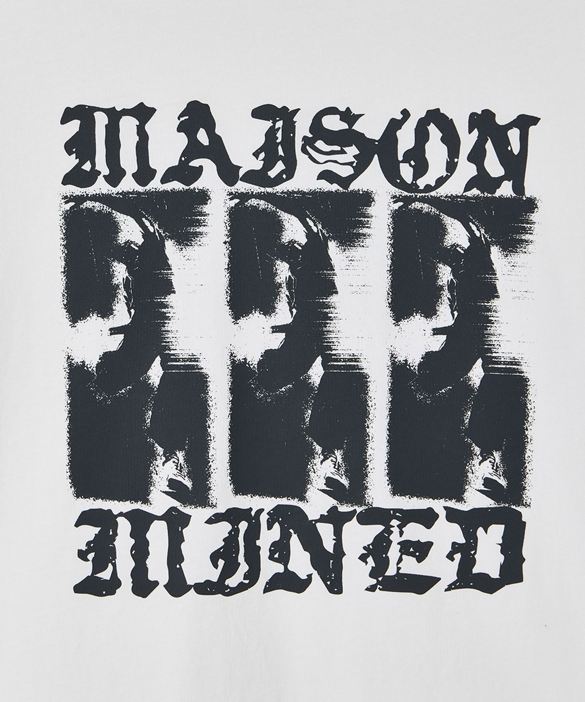 메종미네드(MAISON MINED) FADE DRIFT GRAPHIC CROP HALF T WHITE