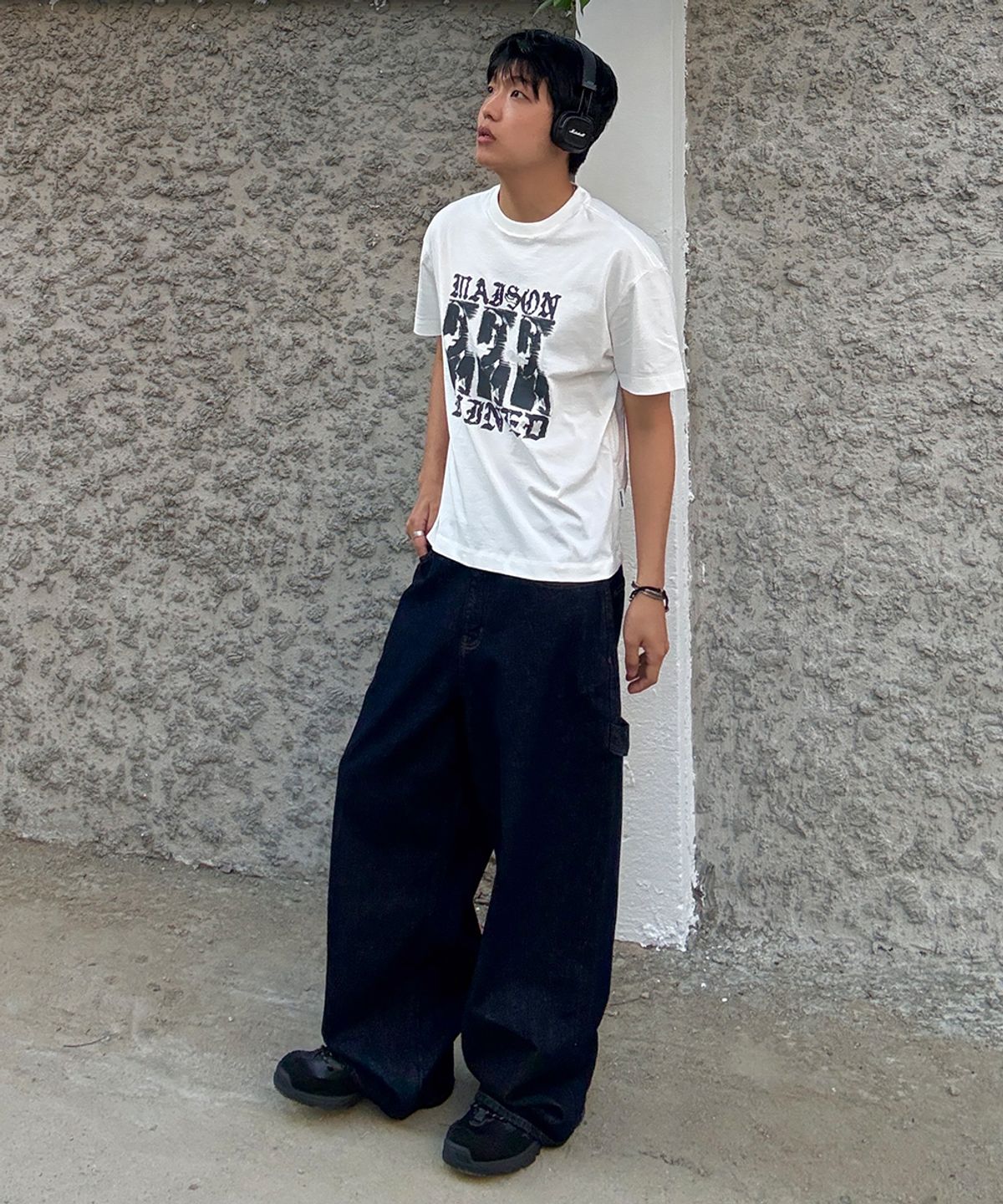 메종미네드(MAISON MINED) FADE DRIFT GRAPHIC CROP HALF T WHITE