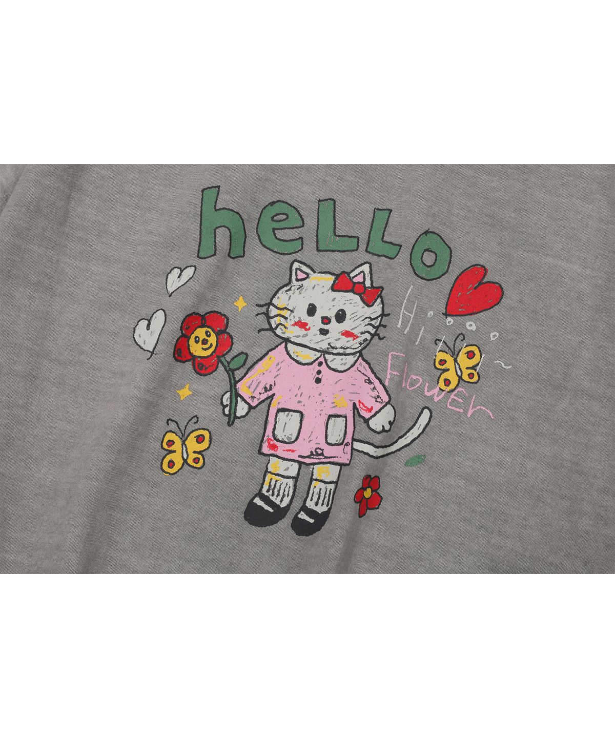 꼼파뇨(CPGN STUDIO) HELLO FLOWER 피그먼트 반팔티 고스트그레이