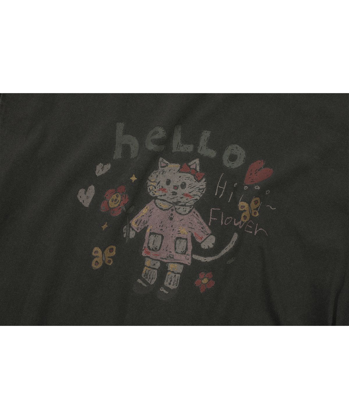 꼼파뇨(CPGN STUDIO) HELLO FLOWER 피그먼트 반팔티 스모크블랙