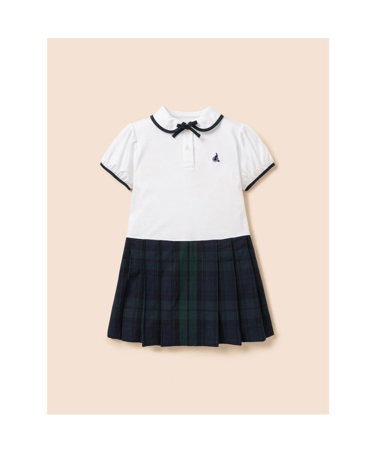 빈폴 키즈(BEANPOLE KIDS) 클래식 반소매 저지 믹스 체크 원피스  아이보리 (BI6371G030)