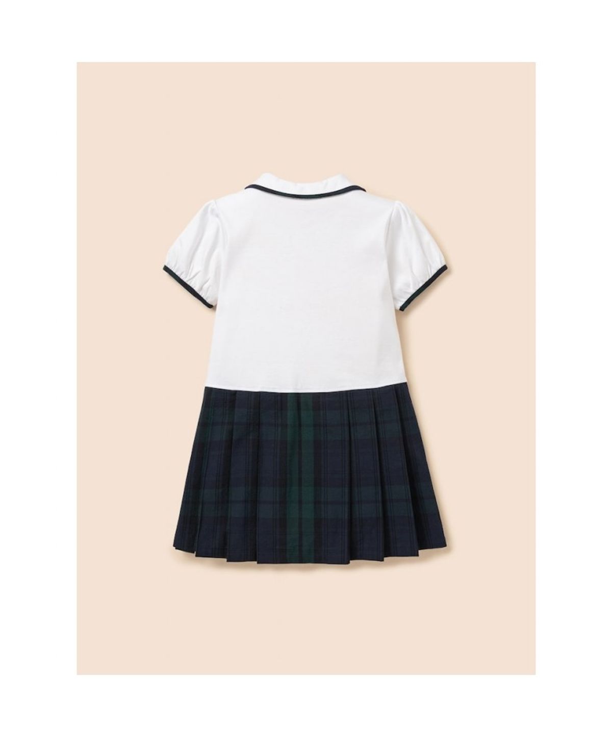 빈폴 키즈(BEANPOLE KIDS) 클래식 반소매 저지 믹스 체크 원피스  아이보리 (BI6371G030)