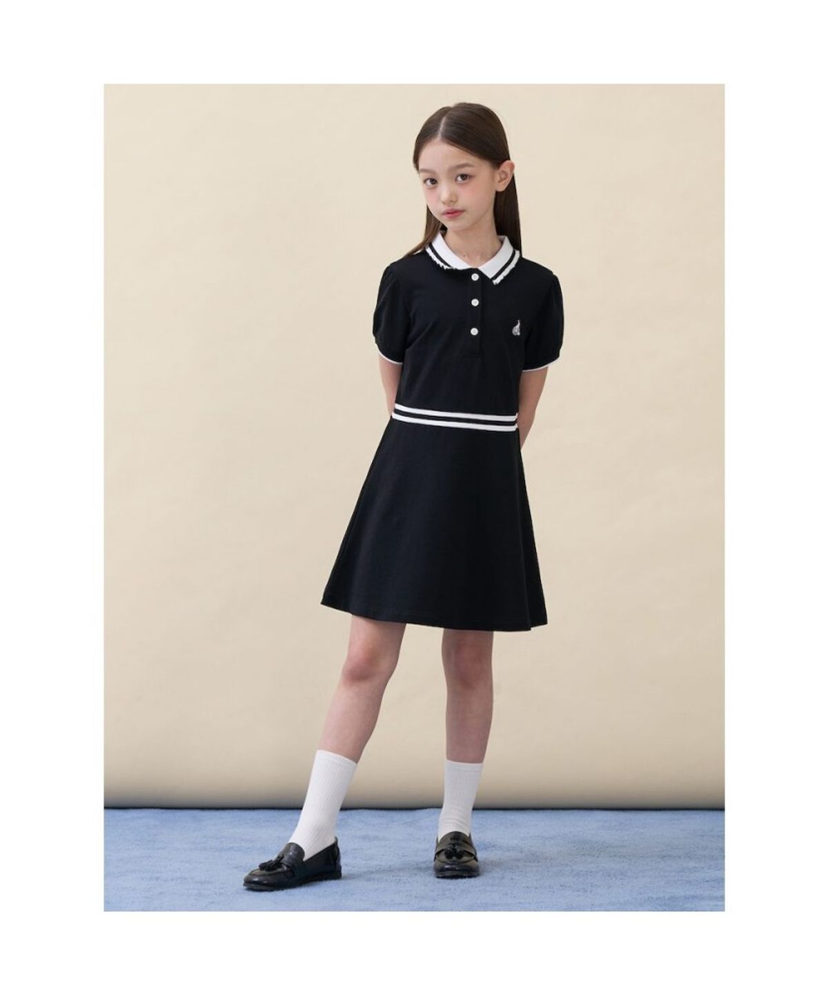 빈폴 키즈(BEANPOLE KIDS) [Essential] 반소매 피케 원피스  블랙 (BI6371GE15)