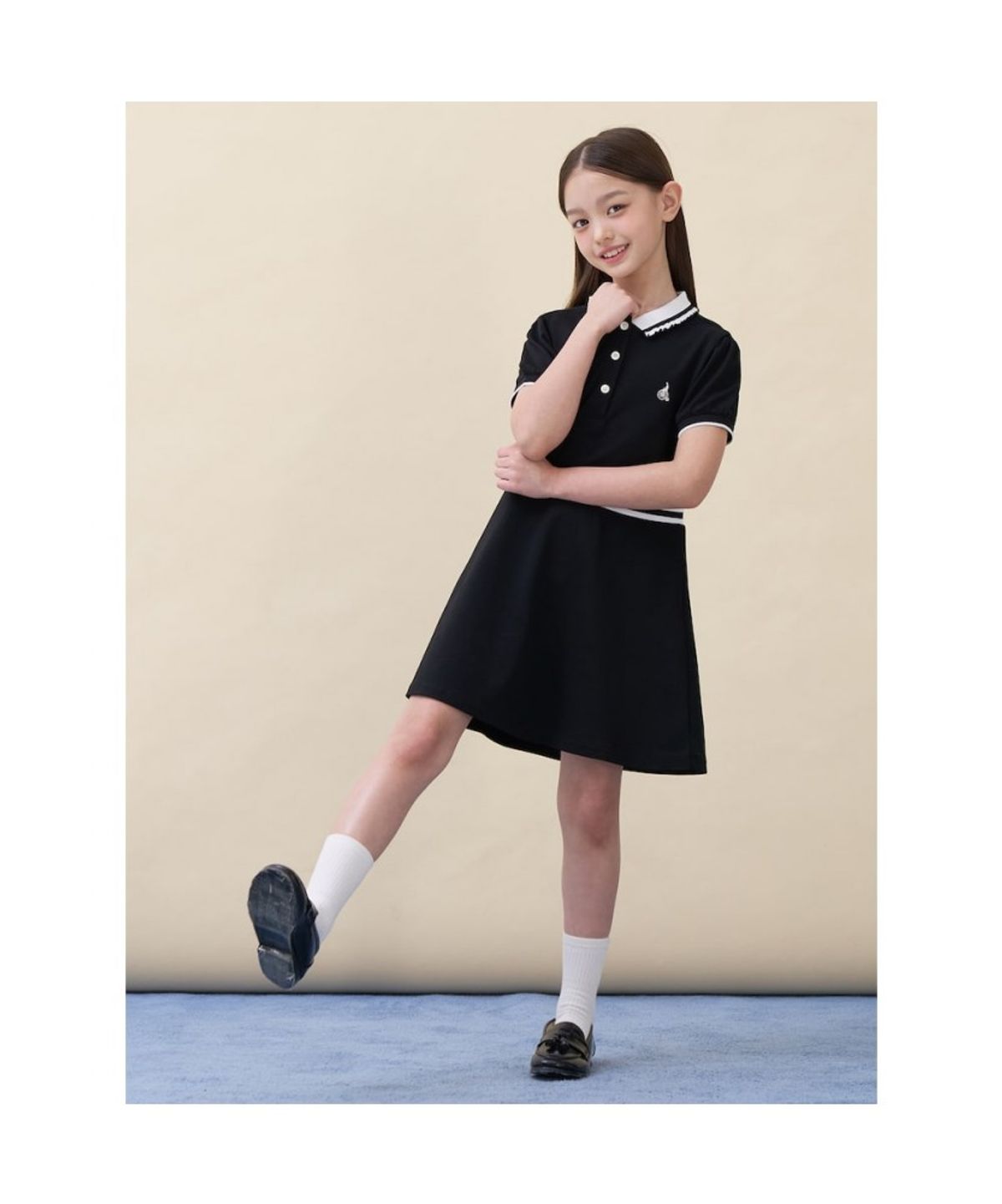 빈폴 키즈(BEANPOLE KIDS) [Essential] 반소매 피케 원피스  블랙 (BI6371GE15)