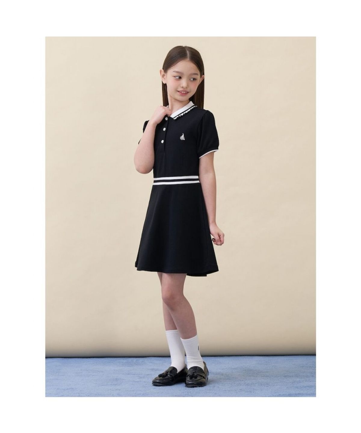 빈폴 키즈(BEANPOLE KIDS) [Essential] 반소매 피케 원피스  블랙 (BI6371GE15)