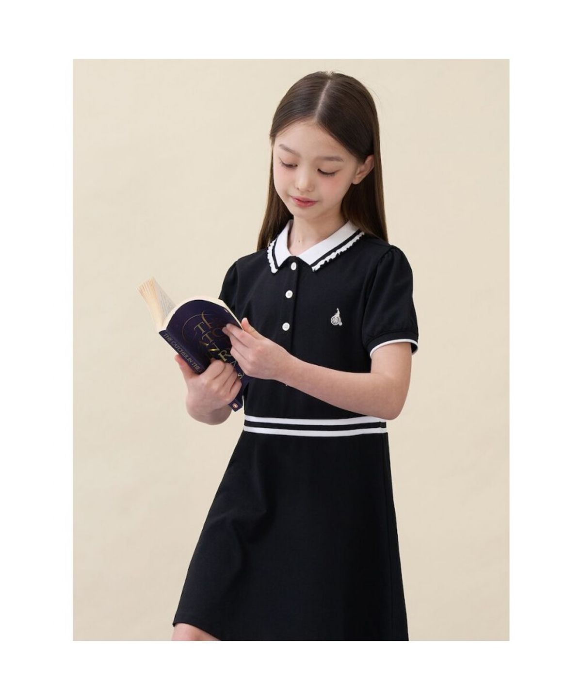 빈폴 키즈(BEANPOLE KIDS) [Essential] 반소매 피케 원피스  블랙 (BI6371GE15)