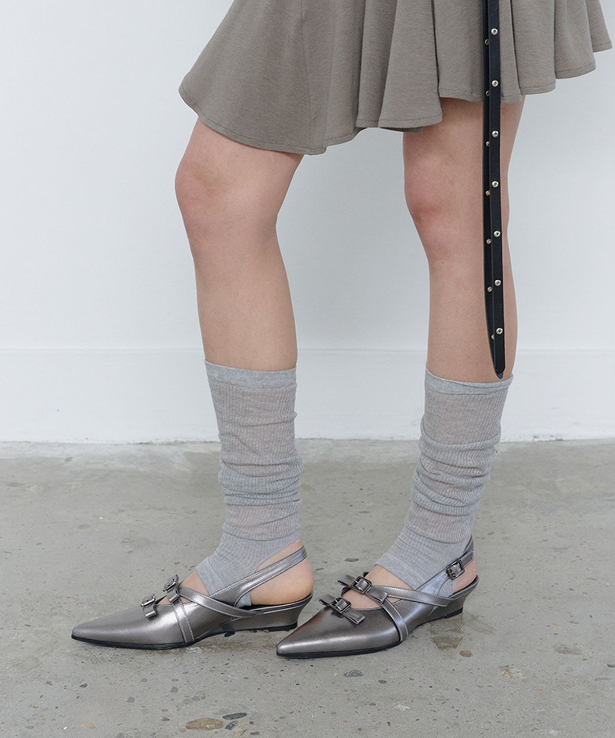 쓰리투에이티(THREE TO EIGHTY) SOFT OPEN KNEE HIGH SOCKS SET