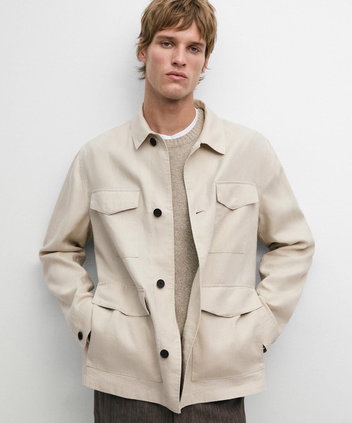 마시모두띠(MASSIMO DUTTI) 경량 린넨 포켓 자켓