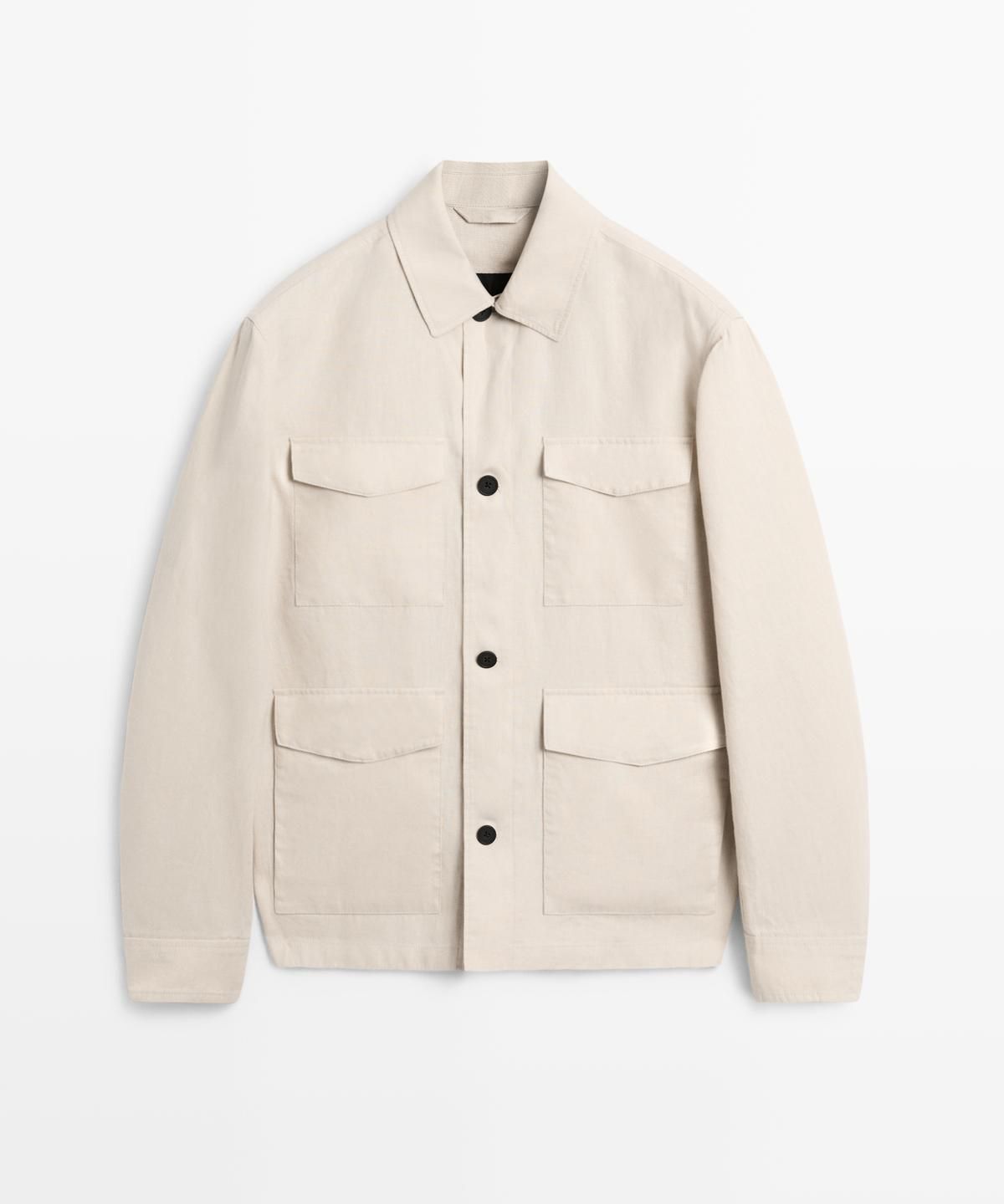 마시모두띠(MASSIMO DUTTI) 경량 린넨 포켓 자켓