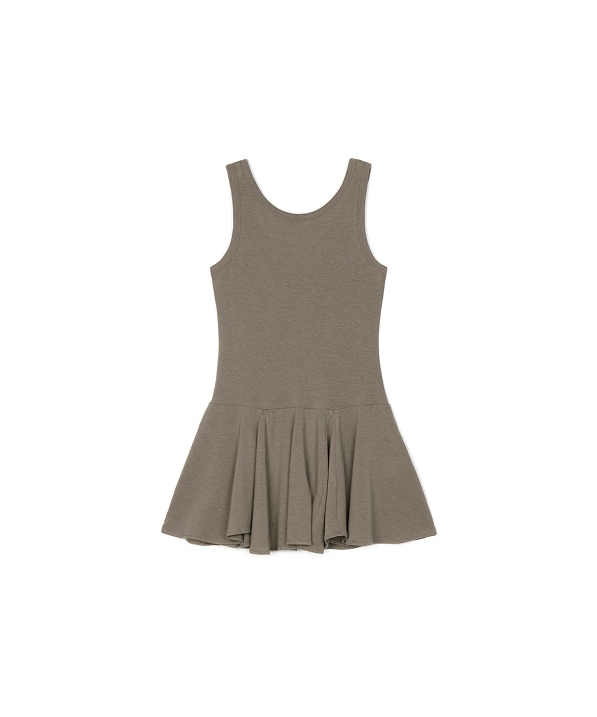 쓰리투에이티(THREE TO EIGHTY) RUCHED SNAP SLEEVELESS DRESS KHAKI