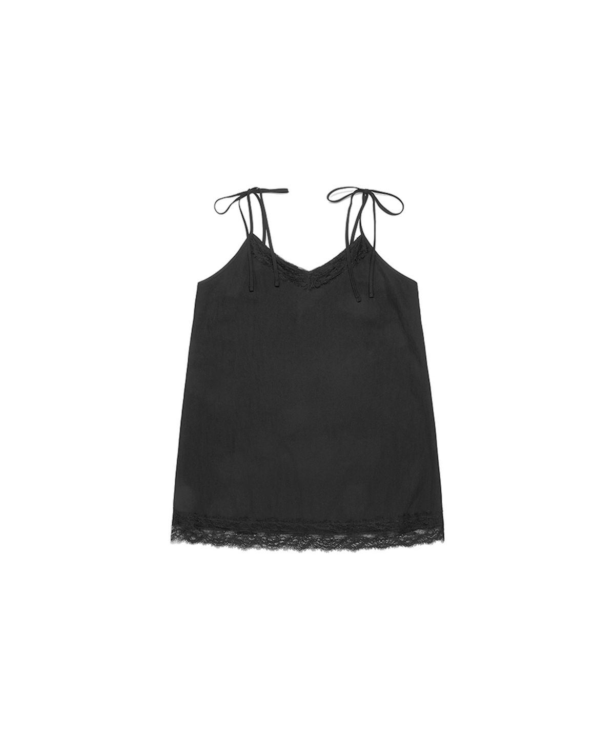 쓰리투에이티(THREE TO EIGHTY) LACE STRING SLIP DRESS BLACK