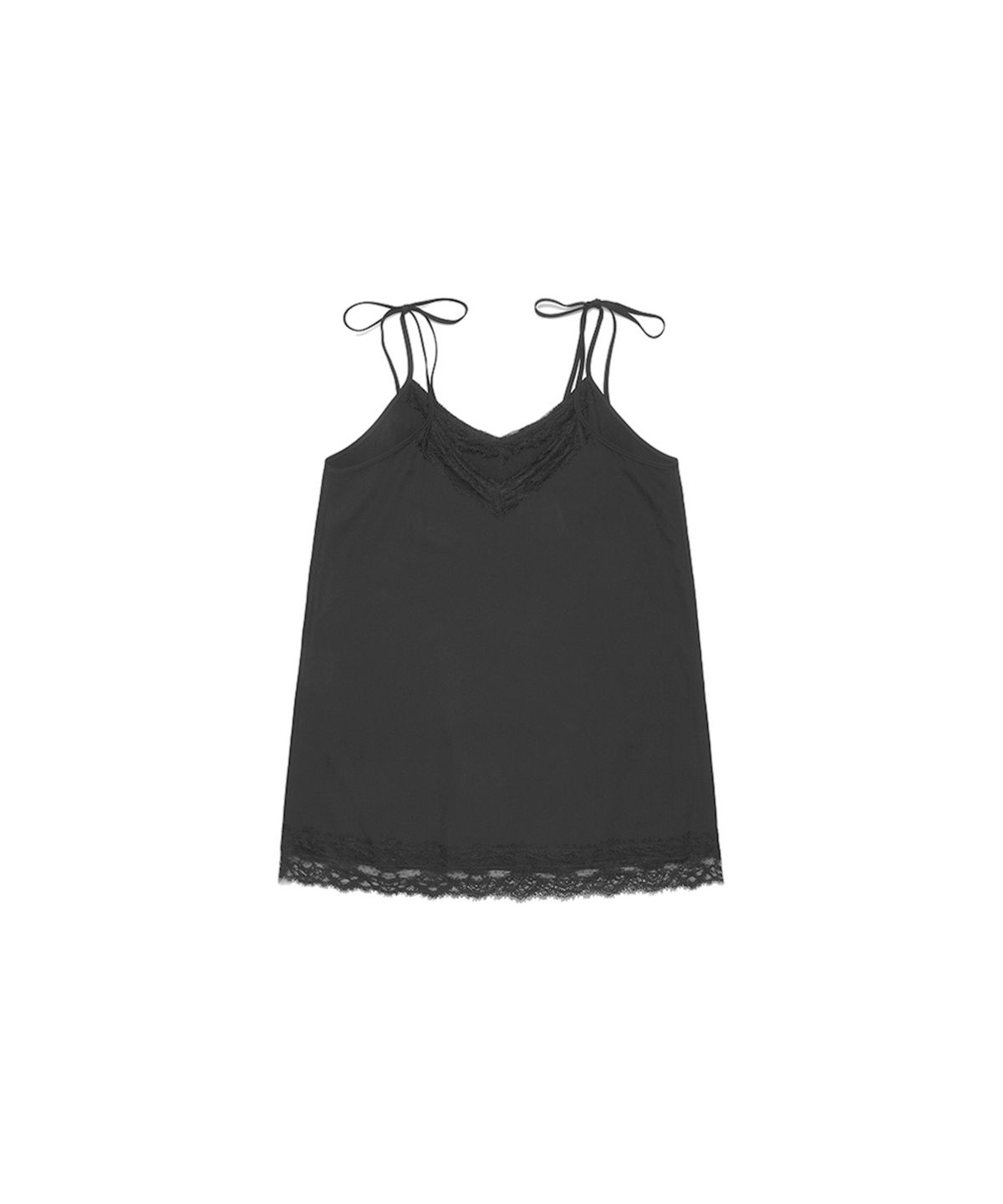 쓰리투에이티(THREE TO EIGHTY) LACE STRING SLIP DRESS BLACK
