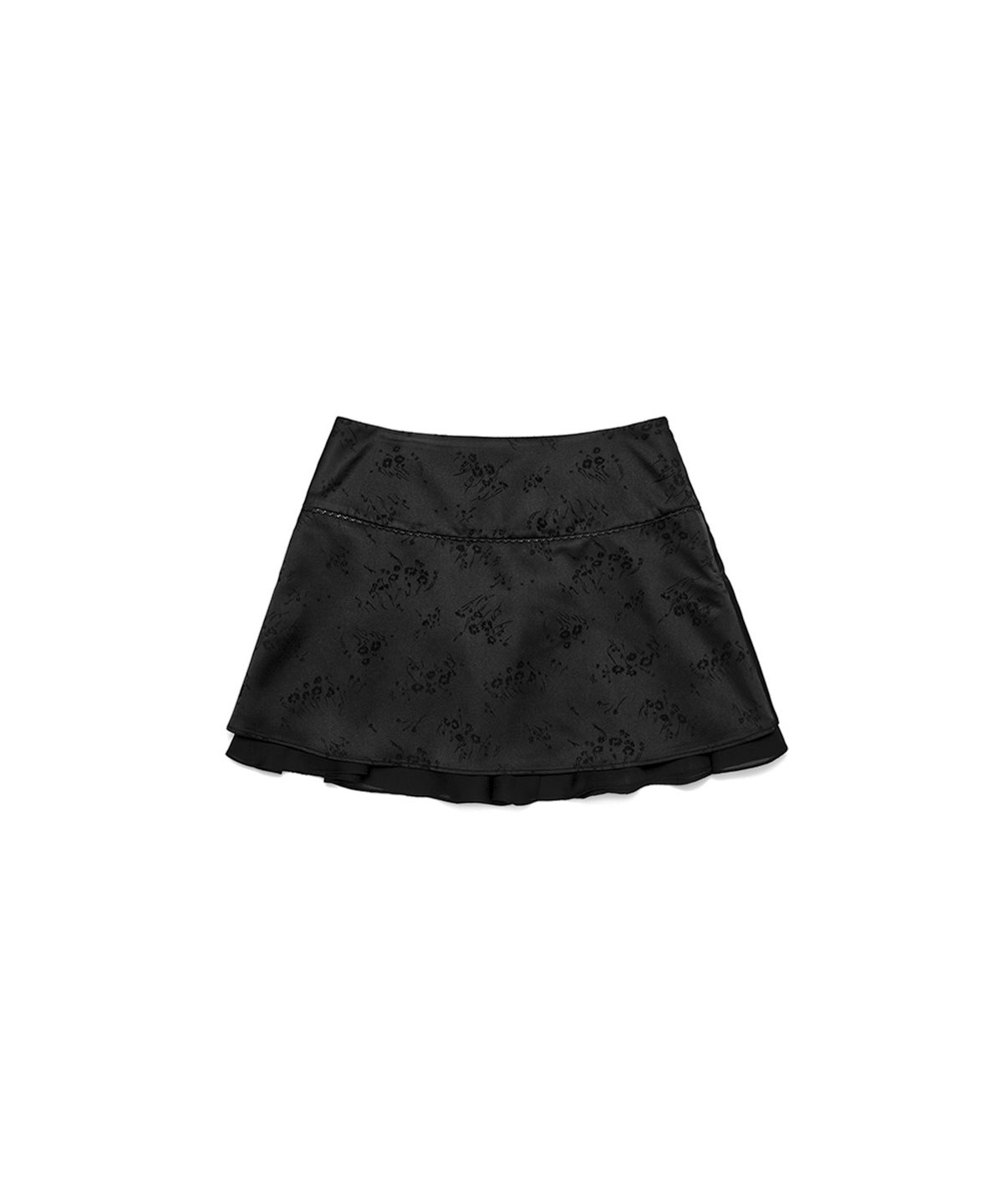 쓰리투에이티(THREE TO EIGHTY) JACQUARD LACE MINI SKIRT BLACK