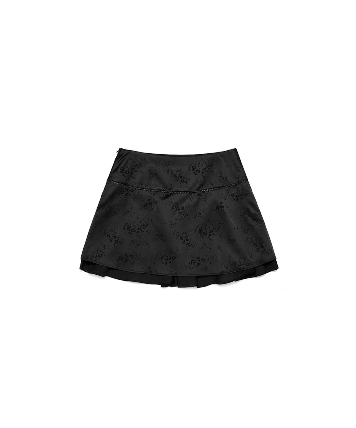 쓰리투에이티(THREE TO EIGHTY) JACQUARD LACE MINI SKIRT BLACK