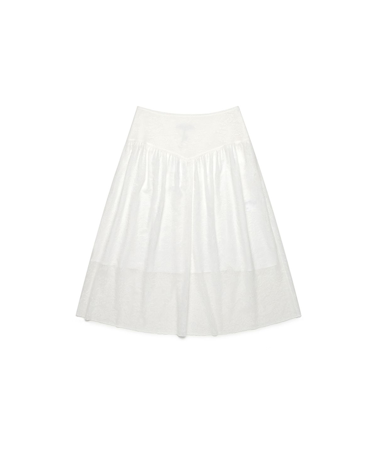 쓰리투에이티(THREE TO EIGHTY) CROCHET GATERED LONG SKIRT WHITE