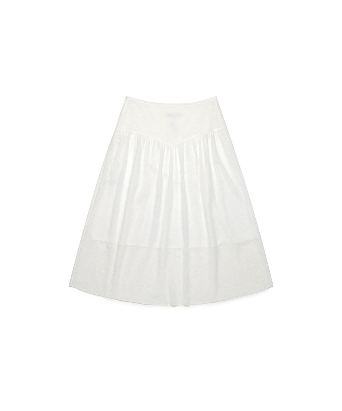 쓰리투에이티(THREE TO EIGHTY) CROCHET GATERED LONG SKIRT WHITE