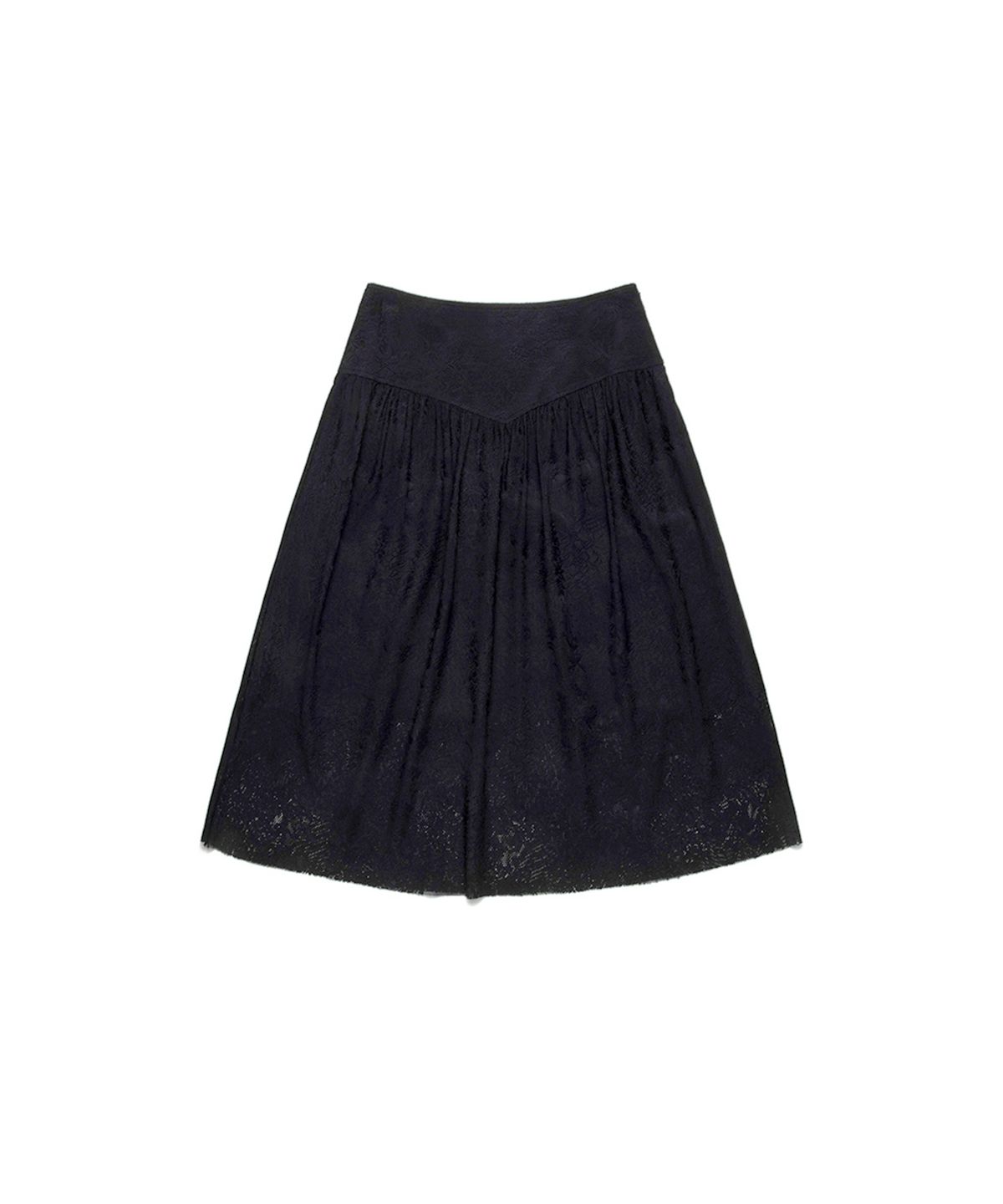 쓰리투에이티(THREE TO EIGHTY) CROCHET GATERED LONG SKIRT BLACK