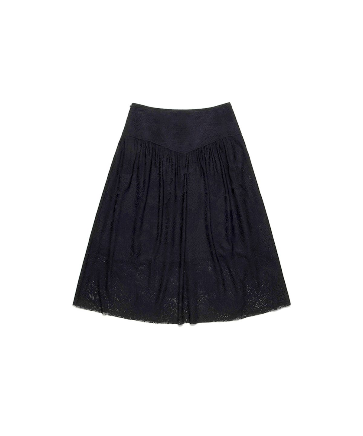쓰리투에이티(THREE TO EIGHTY) CROCHET GATERED LONG SKIRT BLACK