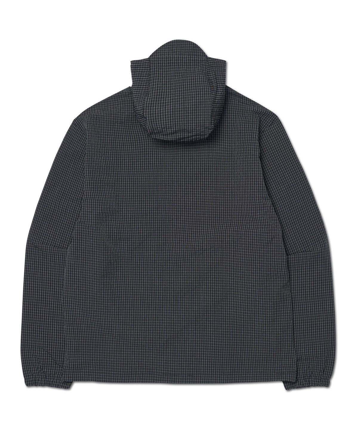 노매뉴얼(NOMANUAL) HOODED CHECK WIND JACKET - BLACK