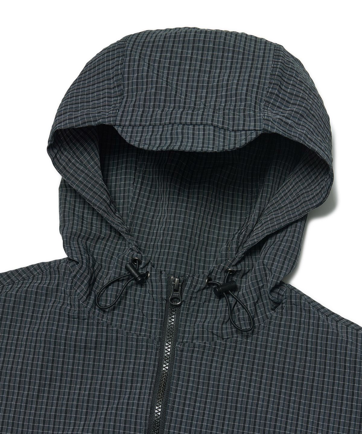 노매뉴얼(NOMANUAL) HOODED CHECK WIND JACKET - NAVY