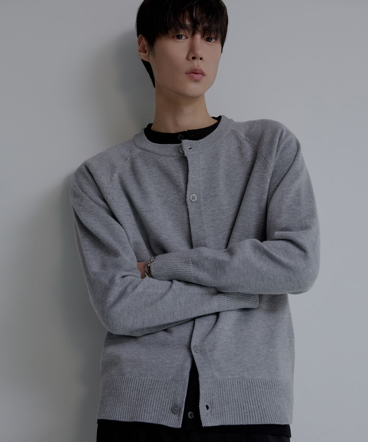 노드유(NODU) 라글란 헤라시 라운드 크롭 가디건 [그레이]