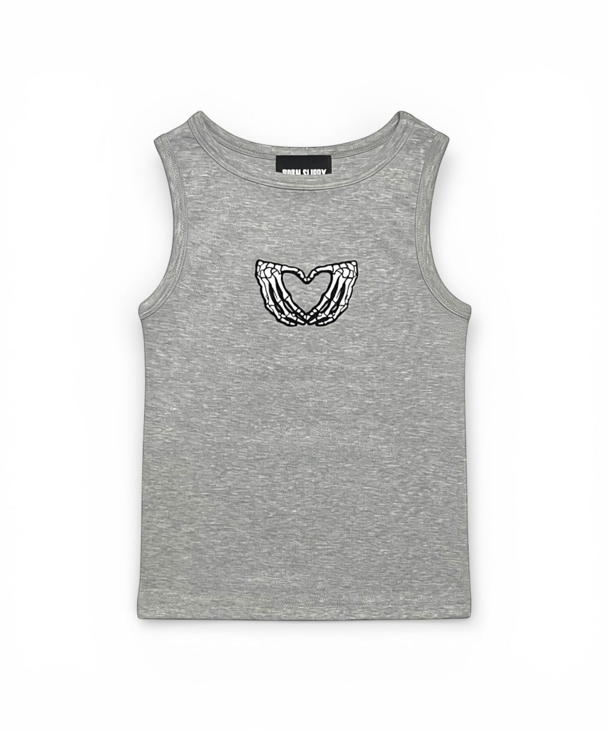 본슬리피(BORN SLIPPY) Bone Heart Sleeveless Top (Melange Gray)