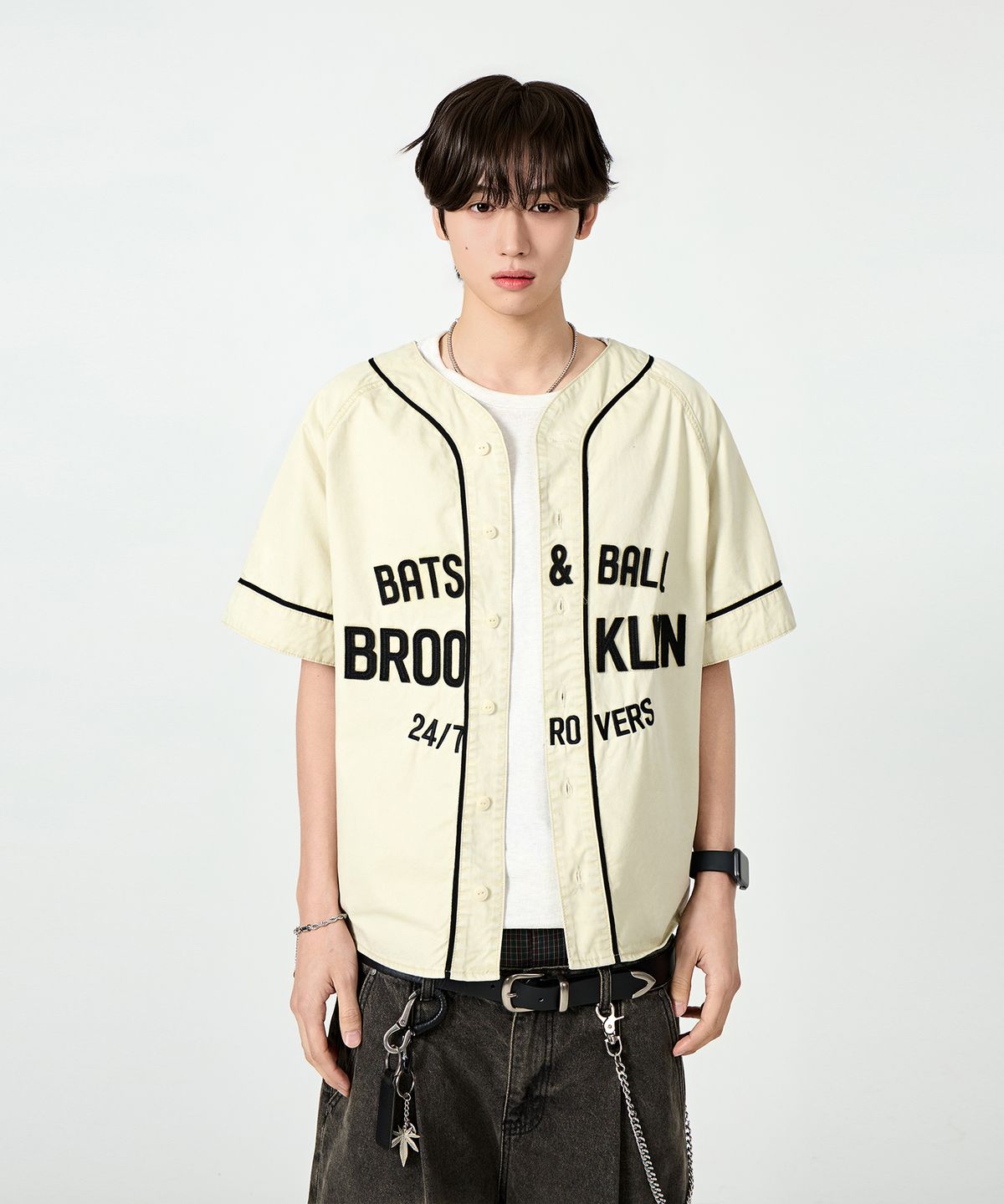 디미트리블랙(DIMITRI BLACK) VLAD 24/7 Brooklyn 베이스볼 셔츠_크림